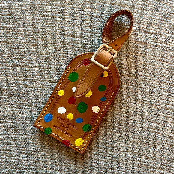 Louis Vuitton Accessories - Buy it now Louis Vuitton Tag leather luggage bag tag
CUSTOM PAINTED dot kusama